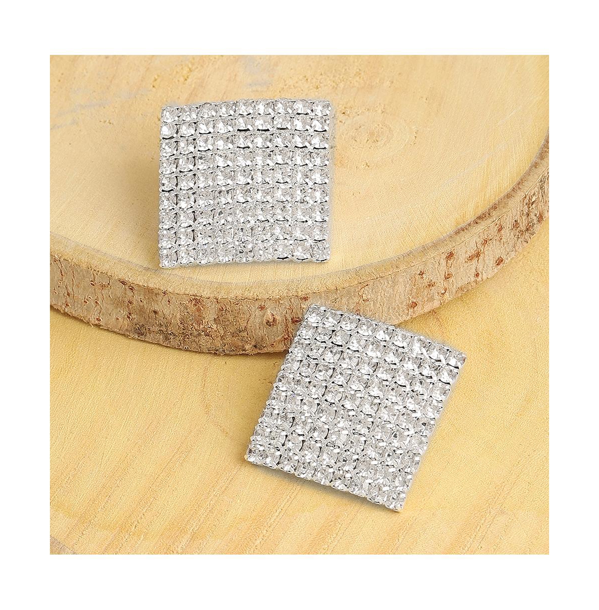 Sohi Women's Bling Stud Earrings In Silver