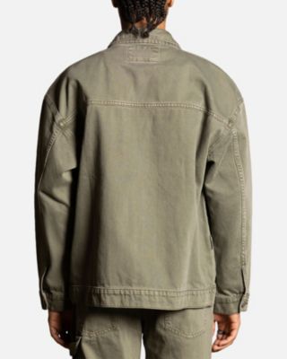 Men's Oversized Denim Jacket, Beige/Khaki-Medium