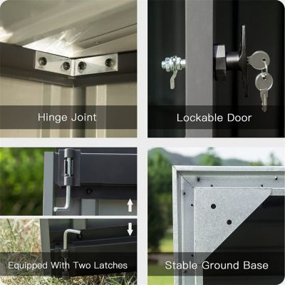 Streamdale Outdoor Metal Storage Shed with Sloping Roof and Lockable Door