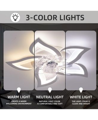 27In Ceiling Fan With Lights Remote Contro Dimmable Led, 6 Gear Wind Speed Fan Light