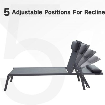 Streamdale 3-Piece Patio Lounge Set with Adjustable Backrest in Grey