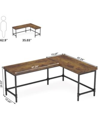 L Shaped Computer Desk, 67 inch Industrial Reversible Corner Desk for Home Office, PC Laptop Study Writing Table Workstation with Metal Pipe Legs