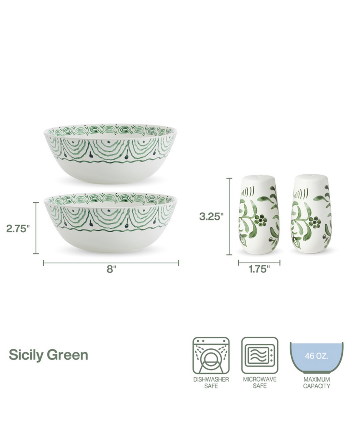 Fitz and Floyd Sicily Serve Bowls Plus Salt and Pepper Set