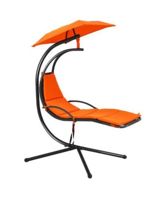 Patio Hanging Hammock Chaise Lounge Chair with Canopy Cushion for Outdoors