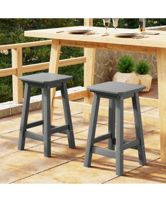 24" HDPE Outdoor Patio Counter High Backless Square  Set of 2