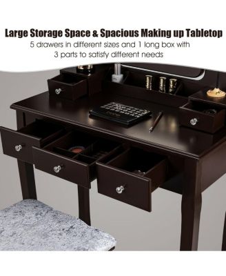 Vanity Dressing Table Set with 10 Dimmable Bulbs and Cushioned Stool