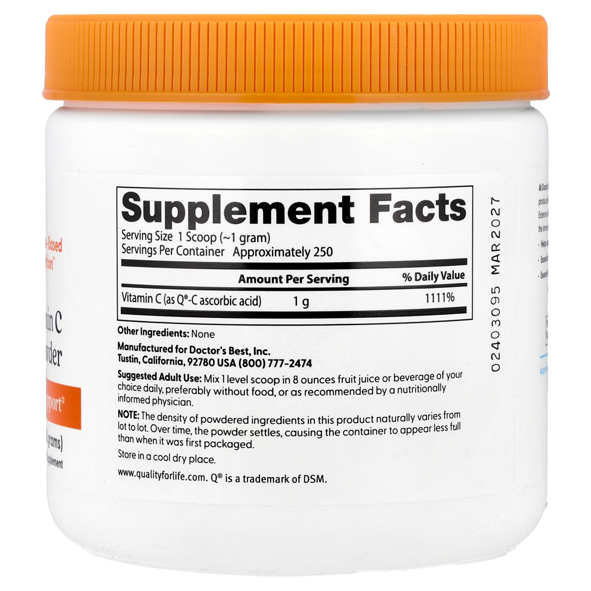 Doctor's Best Pure Vitamin C Powder with Q-c - (250 g)