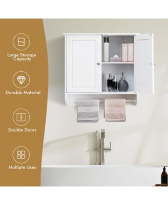Wall Mounted Bathroom Storage Medicine Cabinet with Towel Bar