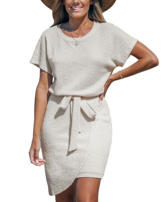 asymmetrical beach dress Christen Asymmetrical One-Shoulder White Lace Dress main image 0