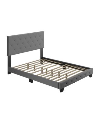 Chloe Linen Upholstered Platform Bed Frame with Adjustable Headboard - - Full