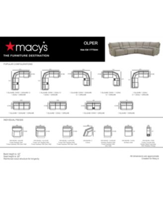 Olper 6-Pc. Fabric Zero Wall Sectional Sofa with Three Power Motion Pieces & Console, Created for Macy's