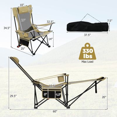 Folding Camping Chair with Detachable Footrest