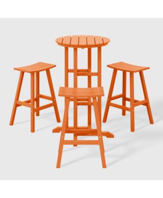 Outdoor Patio Bar Height Table and Bar Stool 4-Piece Dining Set