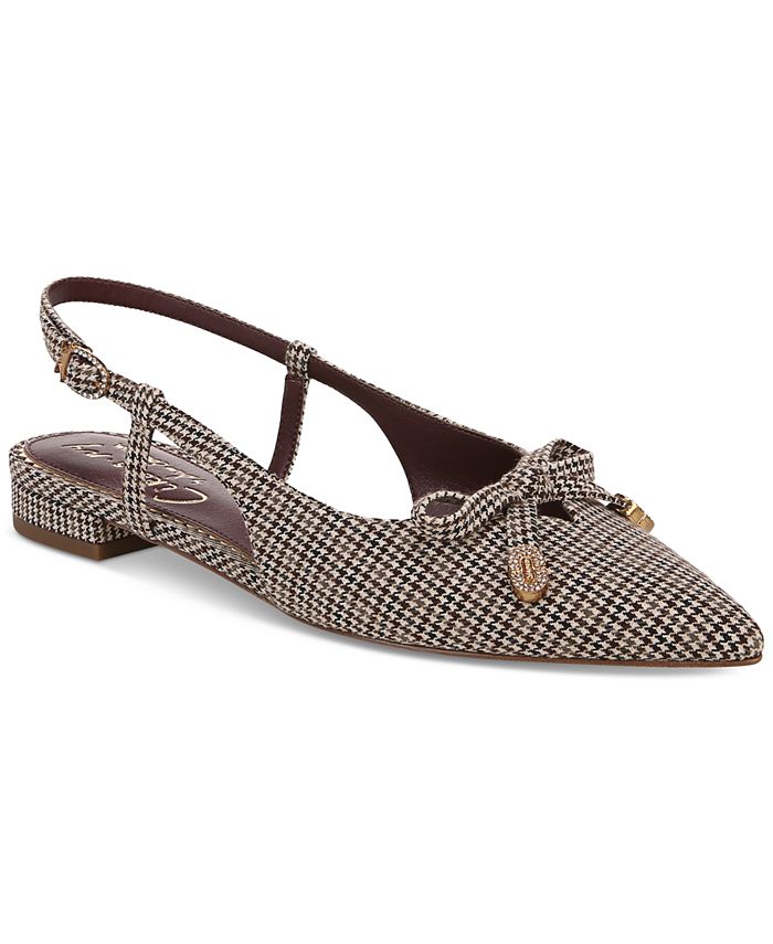 Women Brown-8M Circus NY by Sam Edelmann's Lafayette Pointed-Toe Slingback Bow Flats