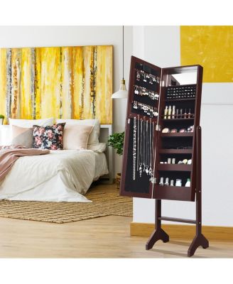 18 LED lights Mirrored Jewelry Cabinet Organizer