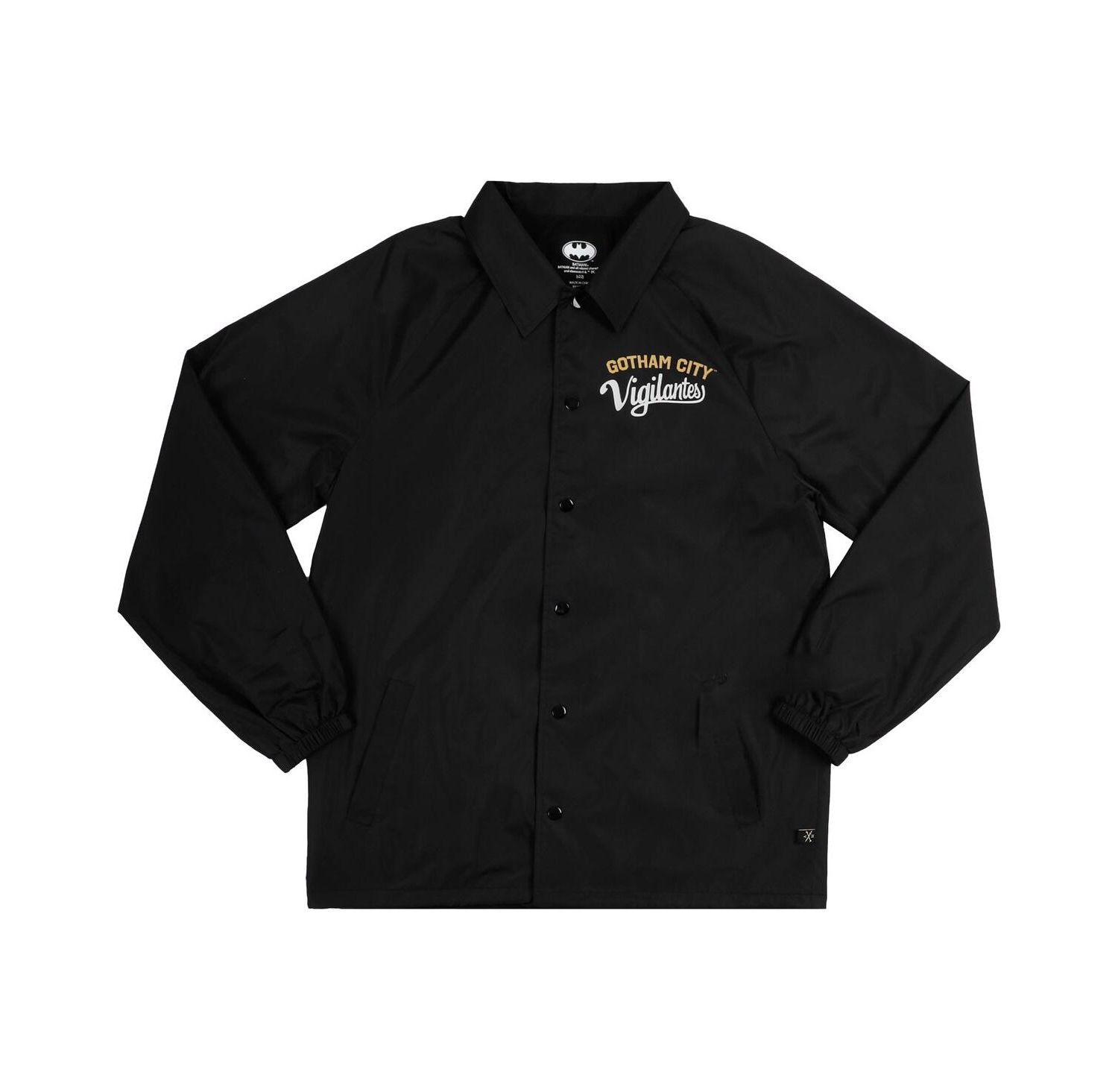 Men's Black Batman Gotham City Vigilantes Coaches Full-Snap Raglan Jacket