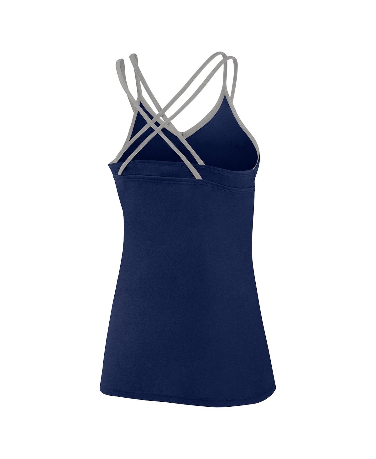 Fanatics Women's New York Yankees Go For It Strappy V-neck Tank Top In Navy,gray