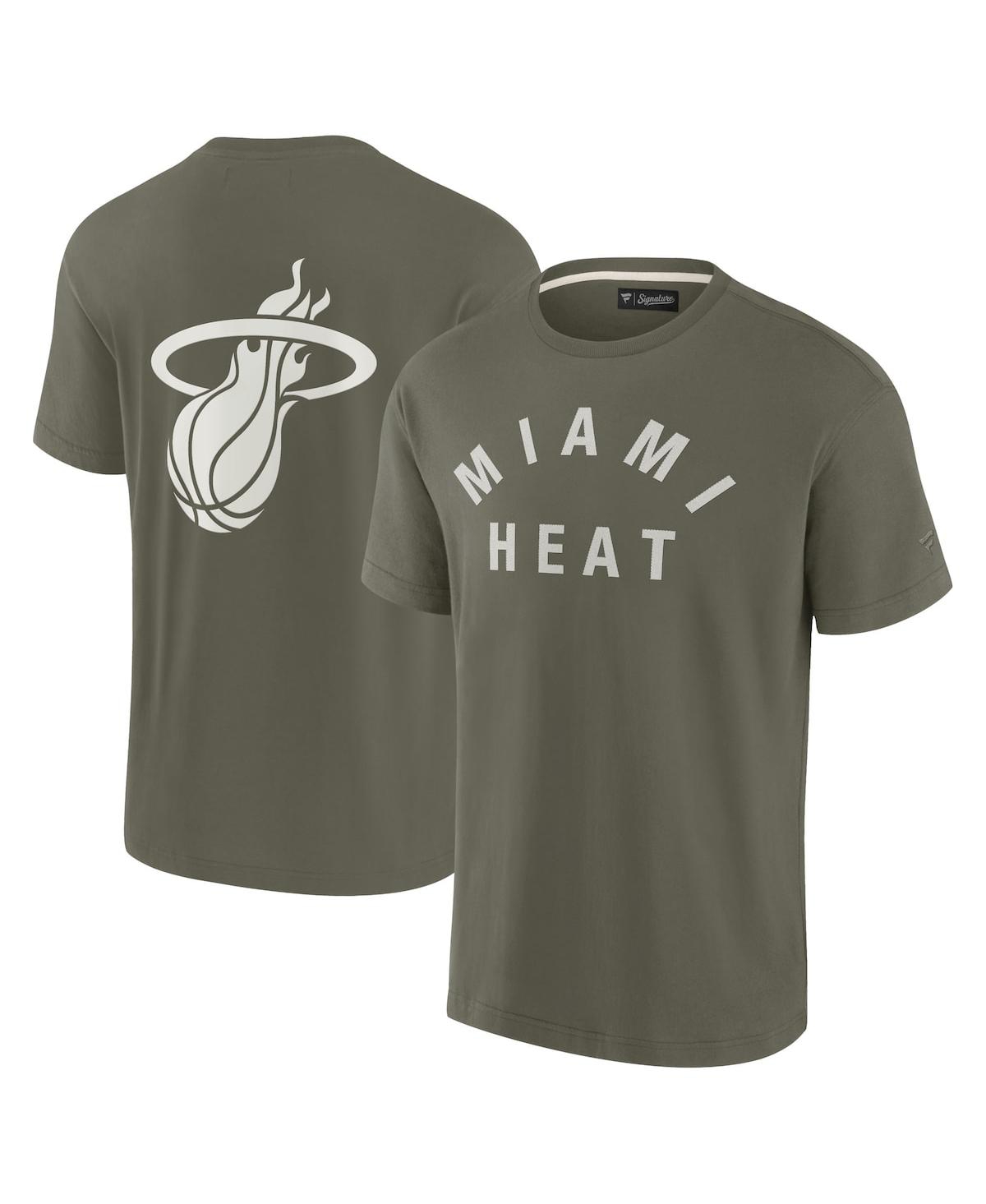 Fanatics Signature Mens And Women Olive Miami Heat Elements Super Soft Short Sleeve T-shirt In Green