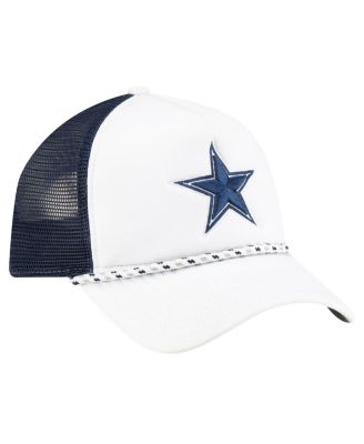 Men's White/Navy Dallas Cowboys Court Sport Foam Front A-Frame 9FORTY Adjustable Trucker Hat
