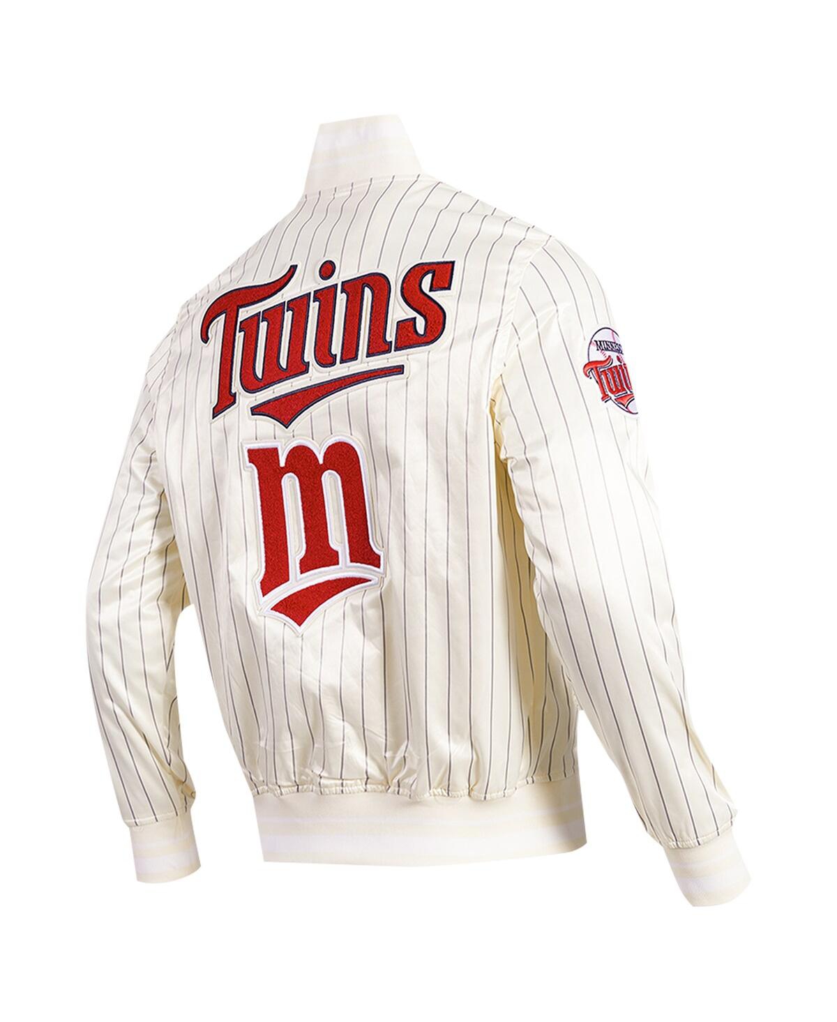 Pro Standard Men's Cream Minnesota Twins Cooperstown Collection Pinstripe Retro Classic Satin Full-snap Jacket In Cream
