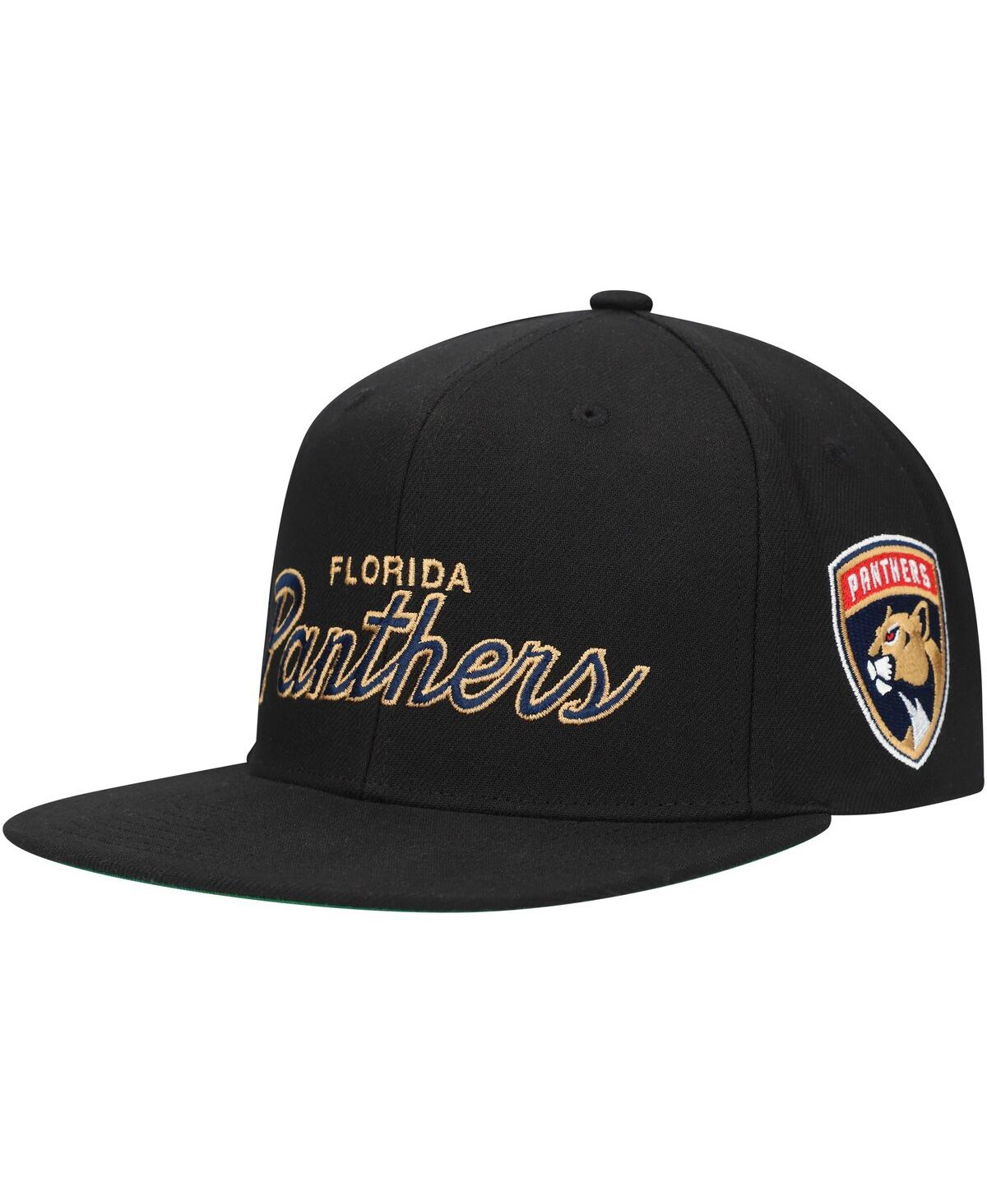 Mitchell & Ness Mitchell Ness Men's Florida Panthers Core Team Script 2.0 Snapback Hat In Black