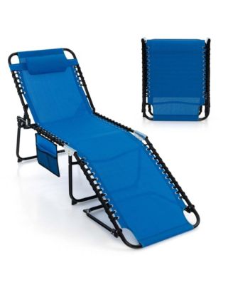 Patio Folding Chaise Lounge Chair Portable Sun Lounger with Adjustable Backrest