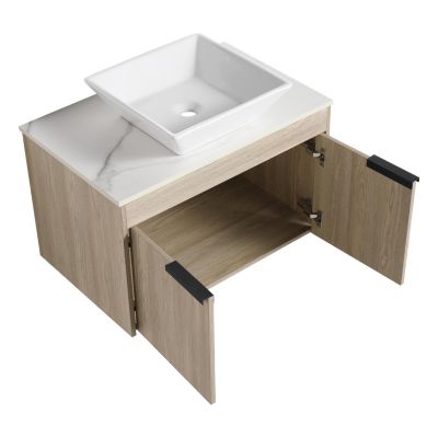30" Modern Design Float Bathroom Vanity With Ceramic Basin Set