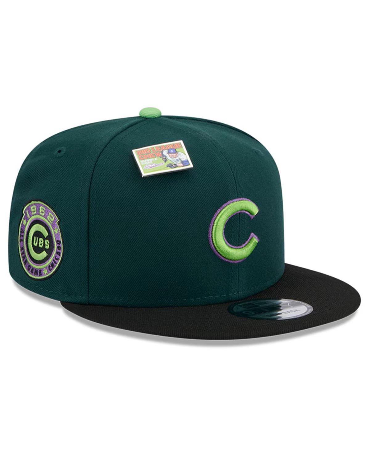 New Era Men's Green/black Chicago Cubs Sour Apple Big League Chew Flavor Pack 9fifty Snapback Hat In Green,black