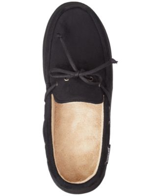 Men's Water Repellent Microsuede Carter Boater Moccasin Slipper with Memory Foam 