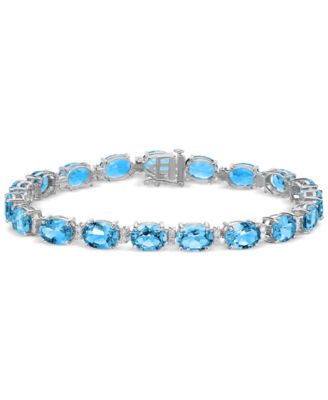 Garnet (28 ct. t.w.) & White Topaz (3/8 ct. t.w.) Oval Link Bracelet in Sterling Silver (Also in Blue Topaz, Amethyst, Peridot, & Citrine)