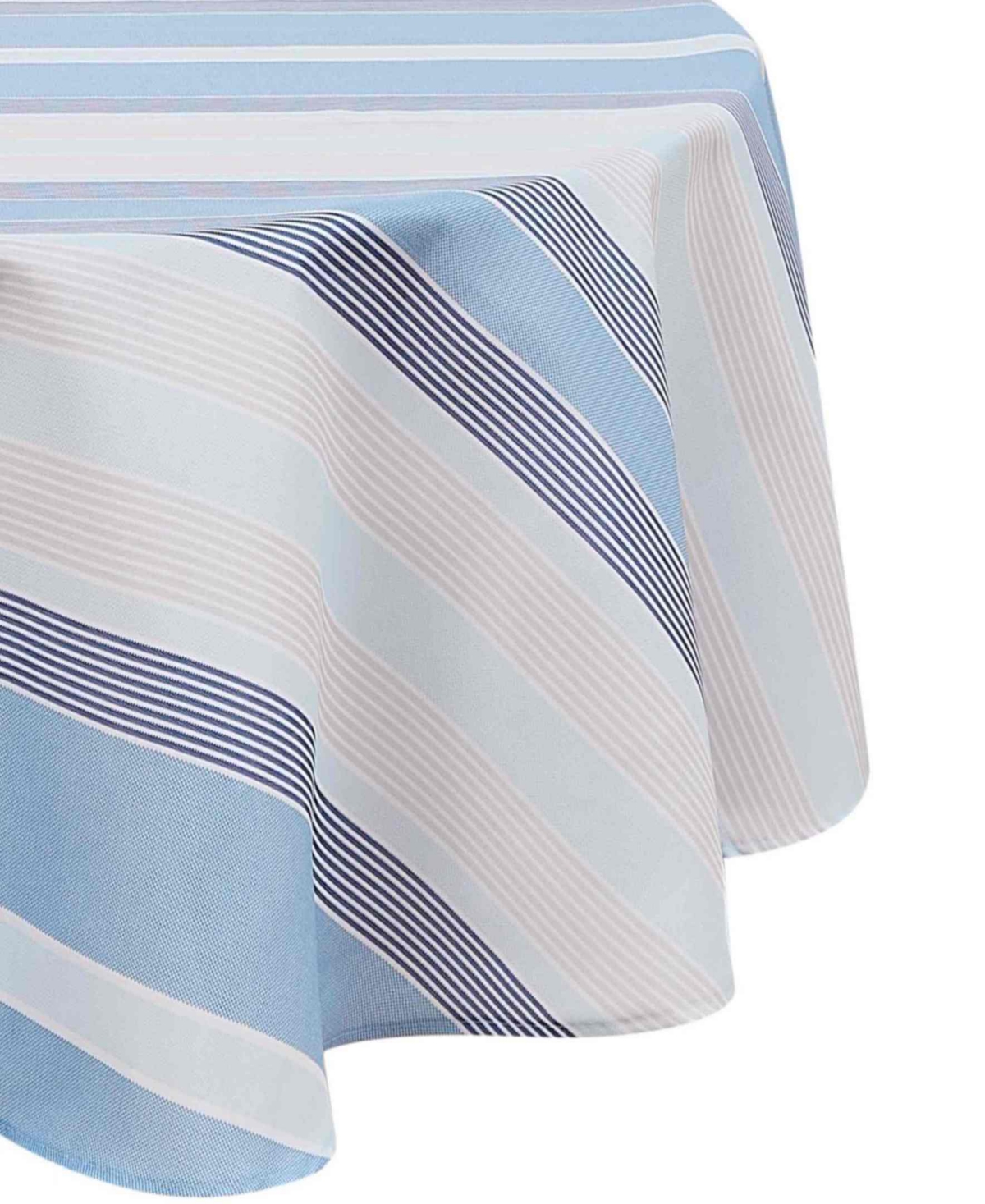 Avanti Breakers Stripe Water-resistant Indoor And Outdoor Tablecloth, 70" Round In Blue