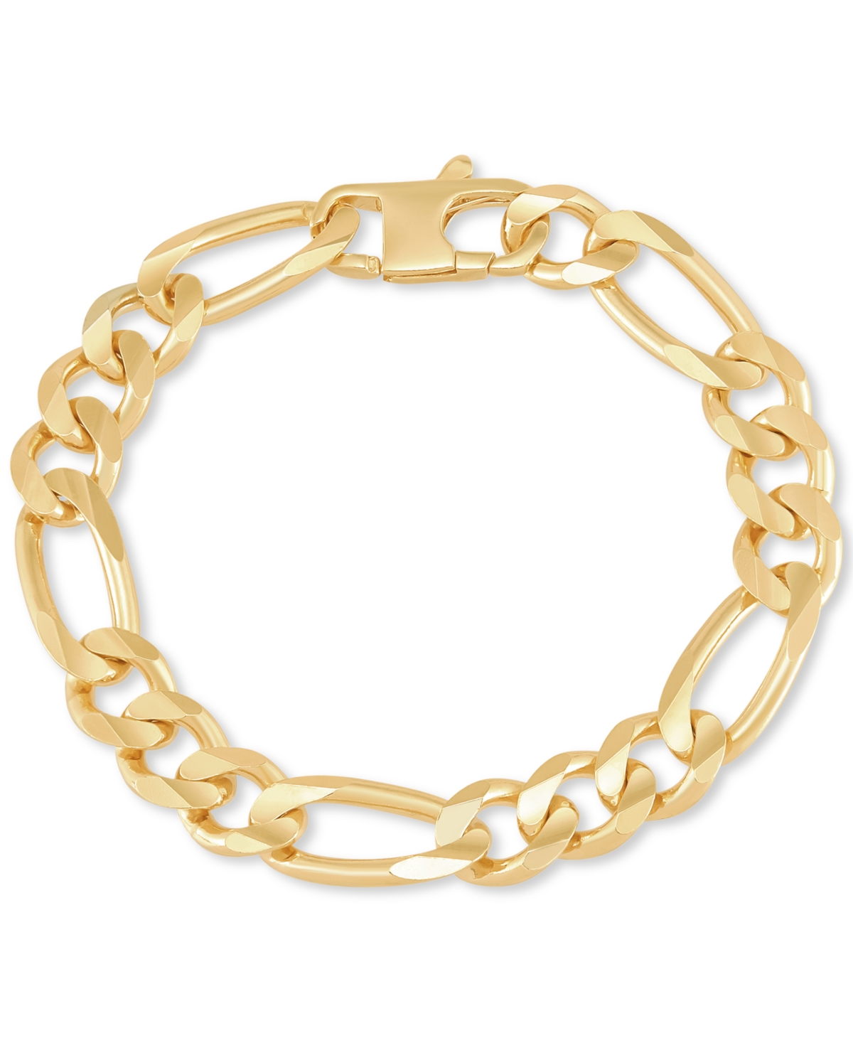 Men's Figaro Link Chain Bracelet in 18K Gold-Plated Sterling Silver - Gold Over Silver