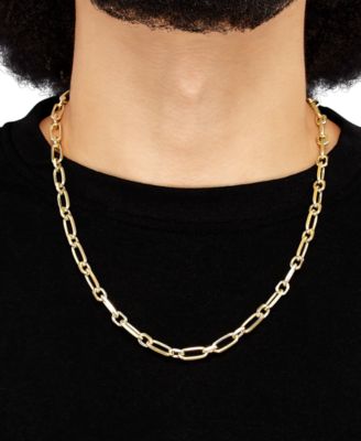 Square Rolo Link 22" Chain Necklace in 18K Gold-Plated Sterling Silver