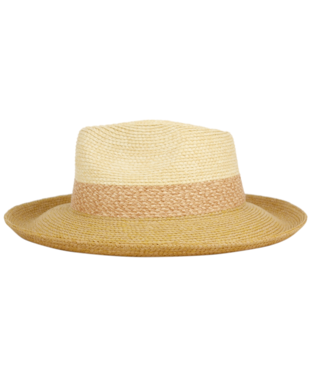Angela & William Up Brim Straw Fedora Sun Hat In Natural
