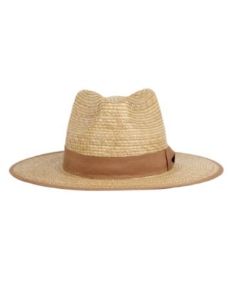 Palm Braid Wide Brim Panama Fedora Sun Hat with Grosgrain Band