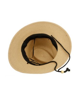 Panama Straw Fedora Sun Hat with Chin Cord