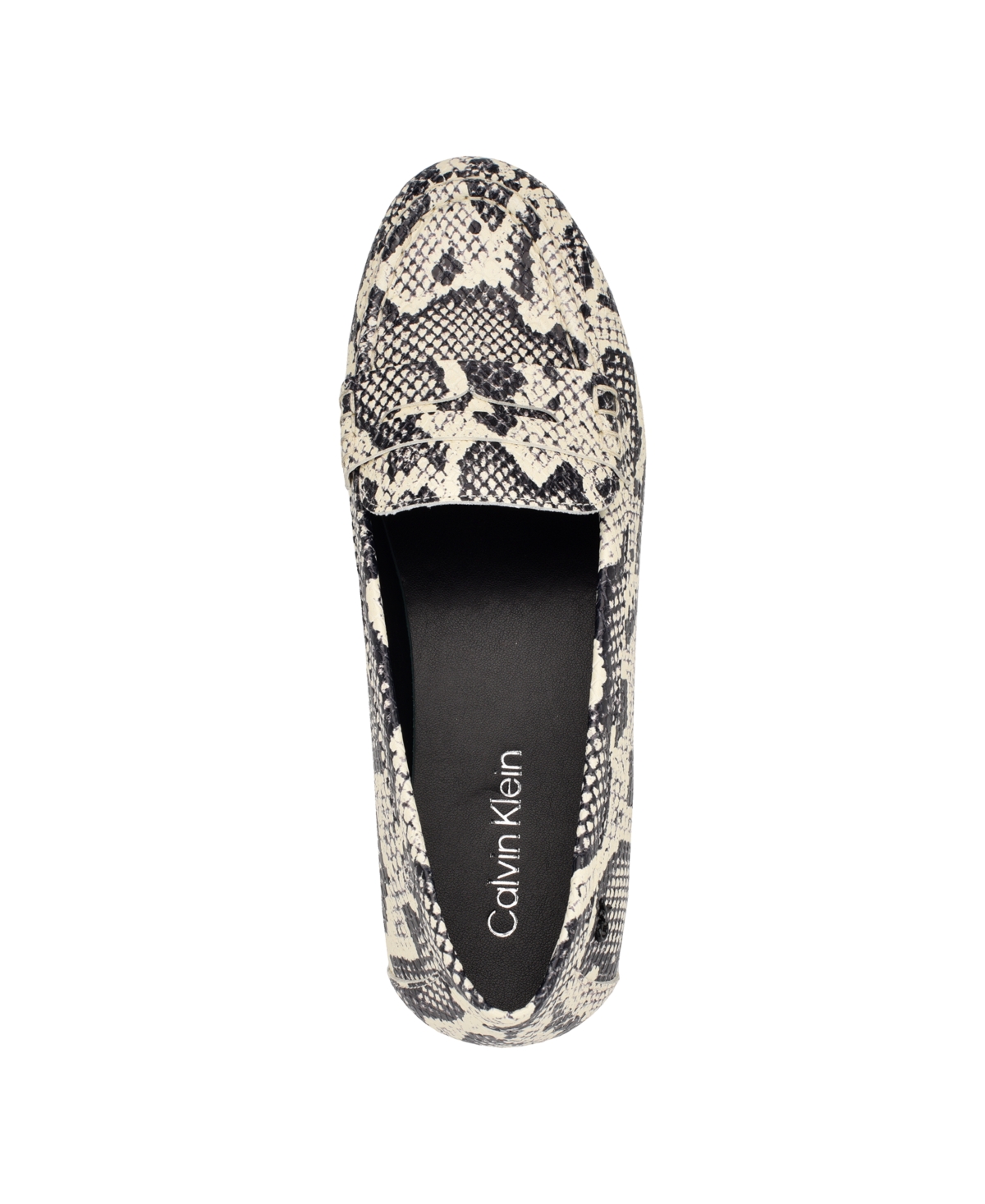 Calvin Klein Women's Lunya Slip-On Casual Flat Loafers -White Snake
