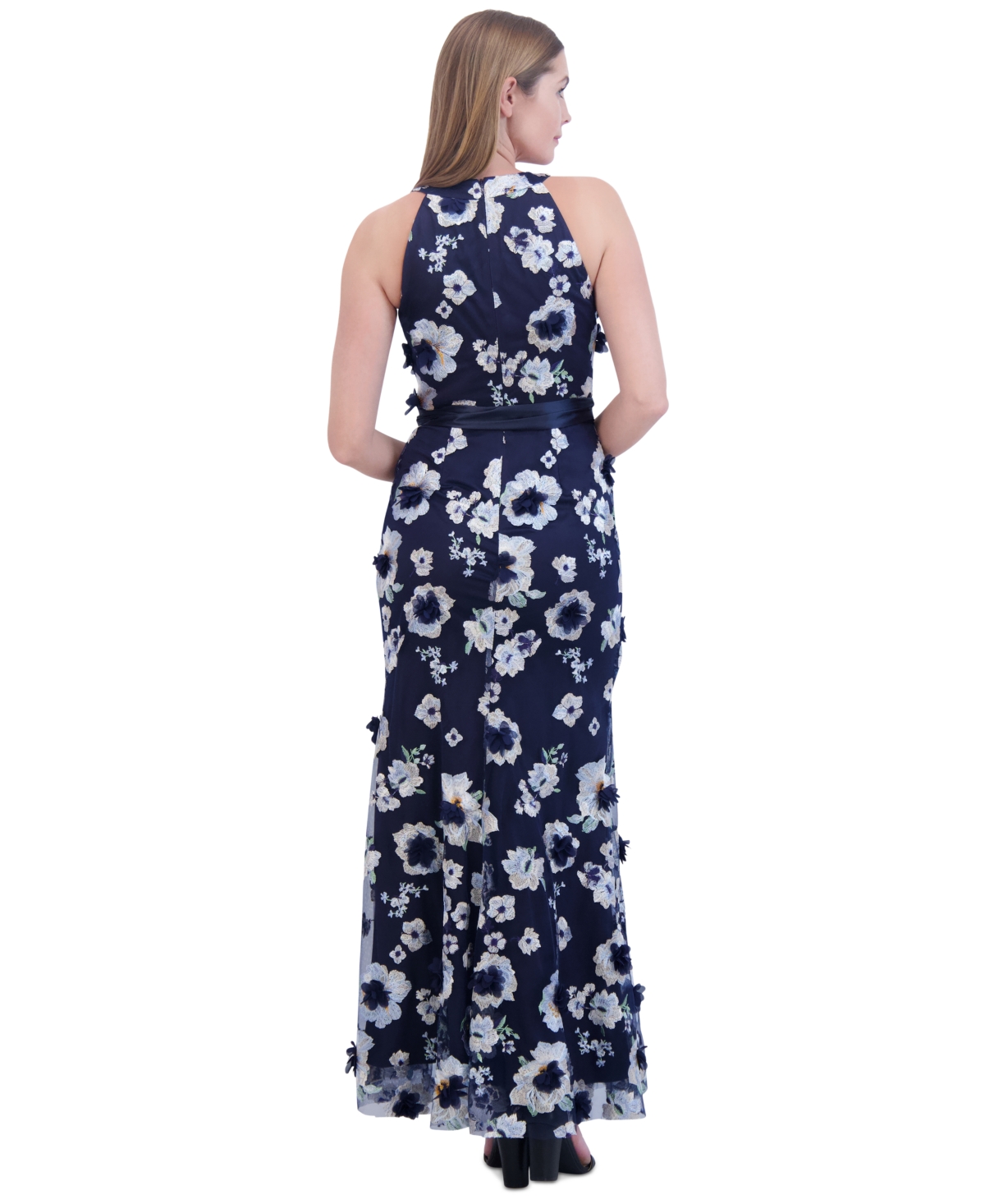 ELIZA J WOMEN'S EMBROIDERED-FLORAL SLEEVELESS GOWN 