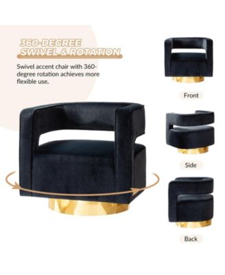 Carisa Contemporary Swivel 29.5" W Barrel Chair with Metal Base