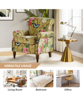 Avelina Wooden Armchair with Nailhead Trim