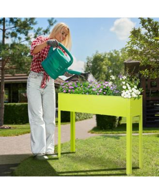 40" Raised Metal Garden Bed with Legs and Drainage Hole, Elevated Planter Box for Backyard