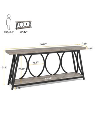 70.9 inch Extra Long Console Table, Industrial Sofa Table Behind Couch with 2 Tier Storage Shelf, Narrow Entryway Hallway Accent Table