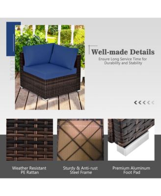 8PCS Patio Rattan Furniture Set Fire Pit Table Tank Holder Cover Deck