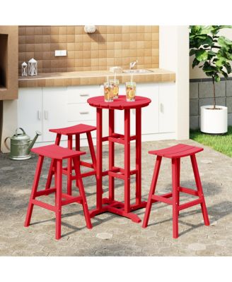 Outdoor Patio Bar Height Table and Bar Stool 4-Piece Dining Set