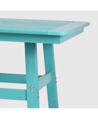 5-Piece HDPE Outdoor Patio Dining Bar Bistro Table Set with Counter High Stools