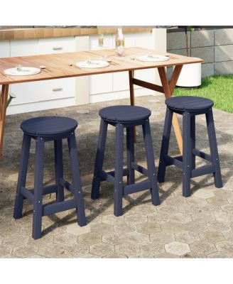 24" HDPE Outdoor Patio Round Counter Height  Stool Set of 3