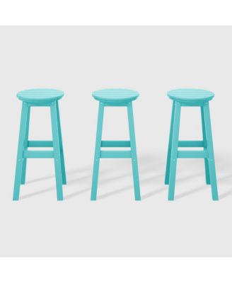 29" HDPE Outdoor Patio Round Bar Stool Set of 3