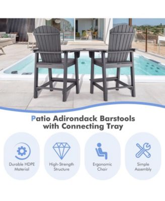 2 Pieces HDPE Tall Adirondack Chair with Middle Connecting Tray