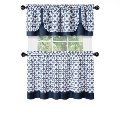 Modern Geo 3 Pc Kitchen Curtain Tier & Valance Set