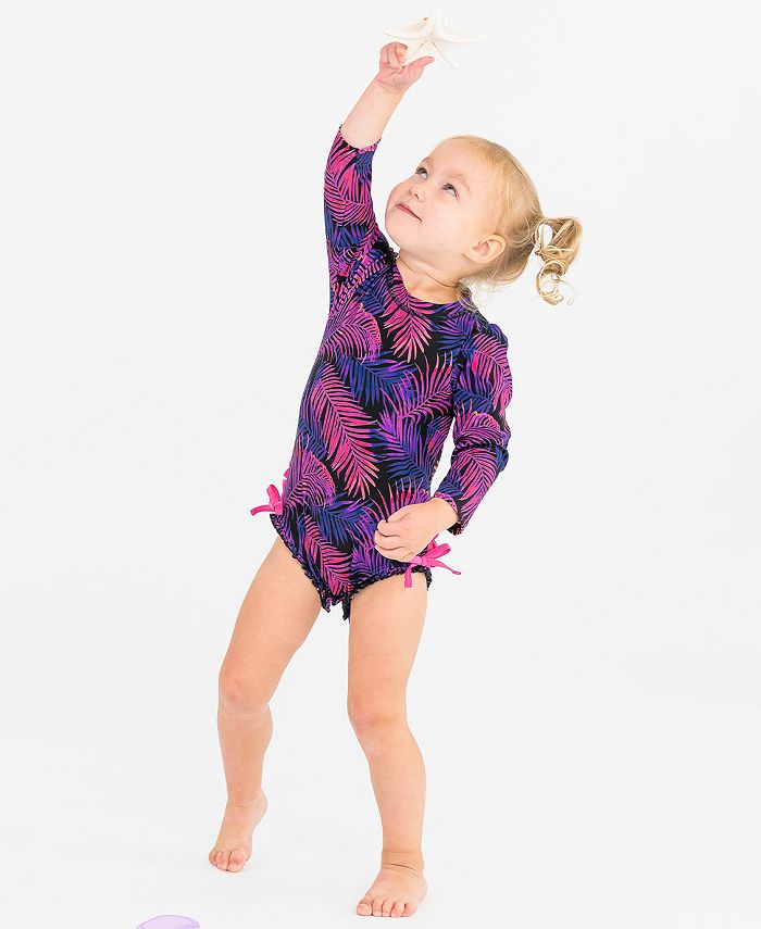 RuffleButts Toddler Girls Long Sleeve One Piece Rash Guard - Macy's